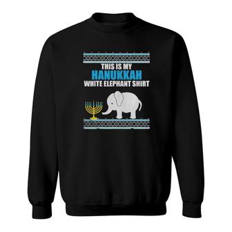 This Is My Hanukkah White Elephan Ugly Hanukkah Sweatshirt | Mazezy
