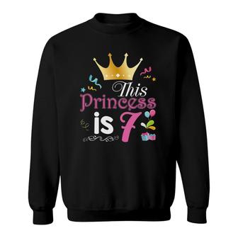This Princess Is 7 Years Old 7Th Happy Birthday To Me Girl Sweatshirt | Mazezy DE