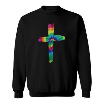 Tie Dye Cross God Jesus Faith Hippie Christian Men Women Sweatshirt | Mazezy