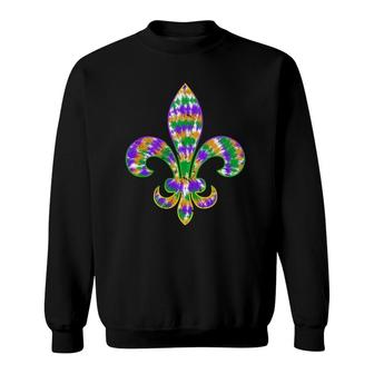 Tie Dye Fleur De Lis Mardi Gras Carnival Symbol New Orlean Sweatshirt | Mazezy