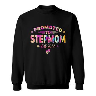 Tie Dye Promoted To Stepmom Est 2022 Mothers Day New Mom Sweatshirt | Mazezy
