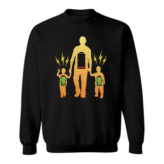 Tired Father Of Twins With Low Battery Sweatshirt | Mazezy