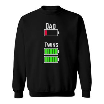 Tired Twin Dad Low Battery Charge Meme Image Funny Sweatshirt | Mazezy