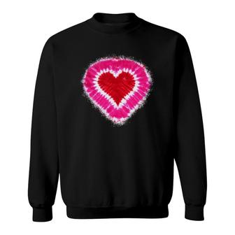 Toddler Kids Adults Red & Pink Heart Tie Dye Valentine's Day Sweatshirt | Mazezy AU