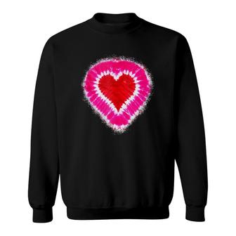 Toddler Kids Adults Red & Pink Heart Tie Dye Valentine's Day Sweatshirt | Mazezy