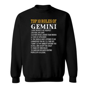 Top 10 Rules Of Gemini May 21 - June 21 Sweatshirt | Mazezy