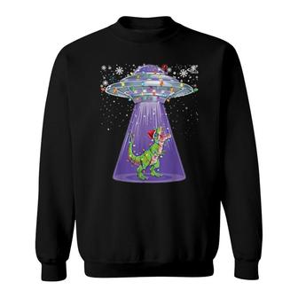 Trex Abduction Ufo Alien Santa Christmas Sweatshirt | Mazezy