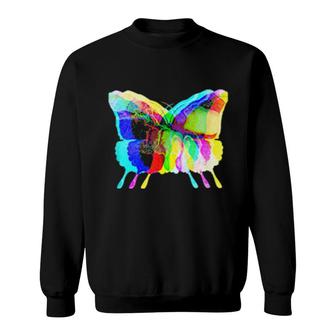 Trippy Psychedelic Rainbow Butterfly Vibe Sweatshirt | Mazezy