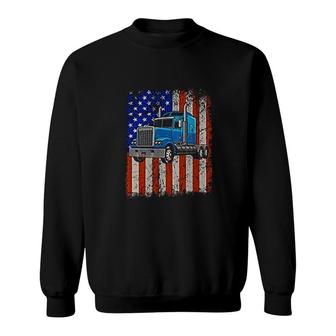 Truck Driver American Flag Proud Trucker Sweatshirt | Mazezy