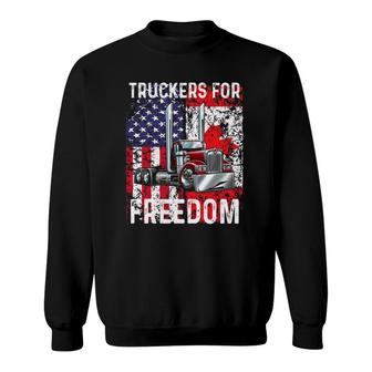 Trucker For Freedom Convoy 2022, American Canadian Flag Sweatshirt | Mazezy