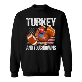 Turkey And Touchdowns Thanksgiving Football Sweatshirt | Mazezy