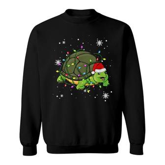 Turtle Christmas Santa Hat Christmas Sweatshirt | Mazezy