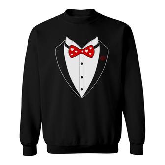 Tuxedo Hearts Bow Tie Valentine's Day Costume Gift Tee Sweatshirt | Mazezy