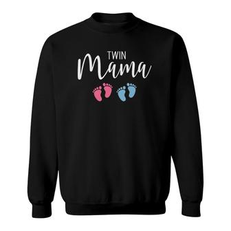 Twin Mama Floral Design Cute Mom Mother's Day Sweatshirt | Mazezy