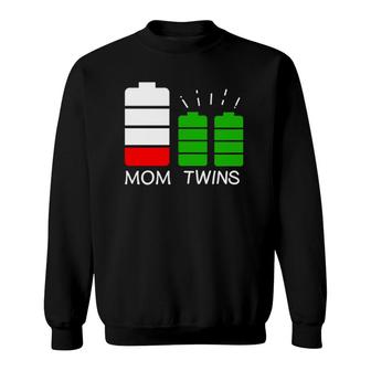 Twin Mom Low Battery Tired Mom Of Twins Sweatshirt | Mazezy