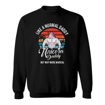 Unicorn Daddy Retro Vintage Unicorns Gym Workout Dad Gift Sweatshirt | Mazezy