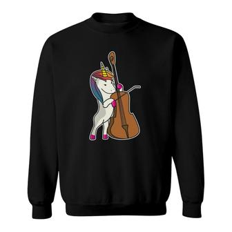 Unicorn Playing Cello Bass Funny Magical Cellist Music Sweatshirt | Mazezy
