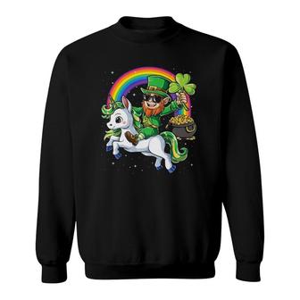 Unicorn St Patrick's Day Girls Women Leprechaun Shamrock Premium Sweatshirt | Mazezy