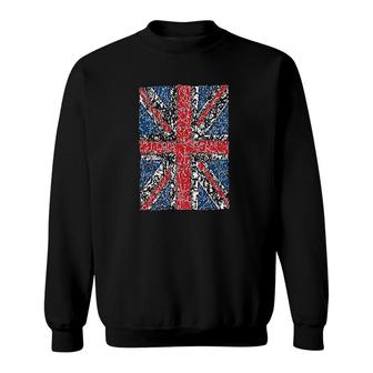 Union Jack Muscle United Kingdom Distressed British Flag Sweatshirt | Mazezy