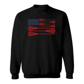 United States Lax Stick Flag Lacrosse Player Sweatshirt | Mazezy