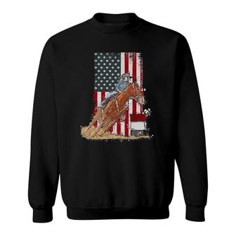 Us Flag State Pride Barrel Racing Horse Rodeo Cowgirl Sweatshirt | Mazezy