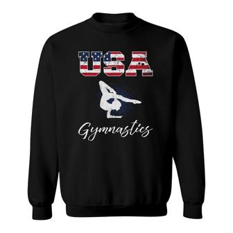 Usa American Flag Gymnastics Tee Gymnast 4Th Of July Sweatshirt | Mazezy