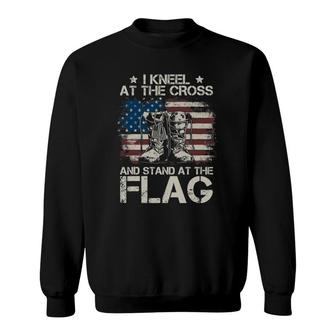 Usa Combat Boots I Kneel At The Cross And Stand At The Flag Sweatshirt | Mazezy