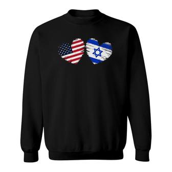 Usa Israel Flag Heart Valentines Day Israeli American Sweatshirt | Mazezy