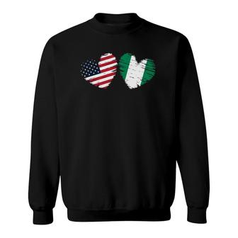 Usa Nigeria Flag Heart Valentine's Day Nigerian American Sweatshirt | Mazezy