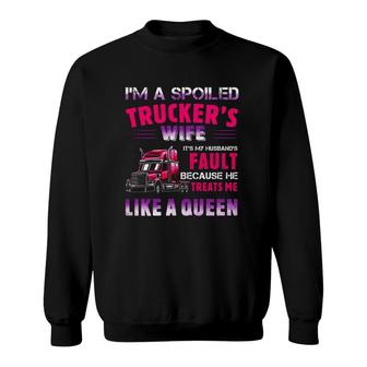 Valentine Trucker I'm A Spoiled Trucker's Wife Sweatshirt | Mazezy