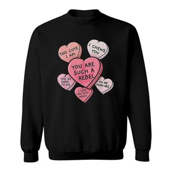 Valentines Day Candy Hearts Sweatshirt | Mazezy