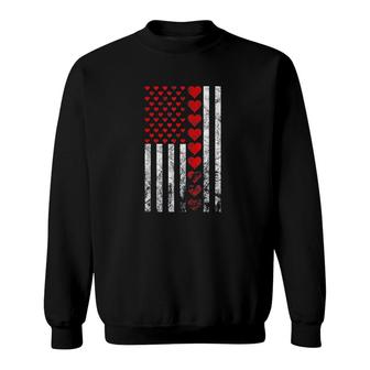 Valentines Day Heart American Flag Sweatshirt | Mazezy