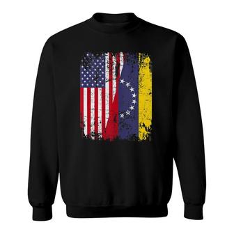 Venezuelan Roots Half American Flag Venezuela Sweatshirt | Mazezy