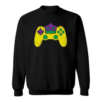 Video Game Controller Gamer Mardi Gras Boys Men Sweatshirt | Mazezy