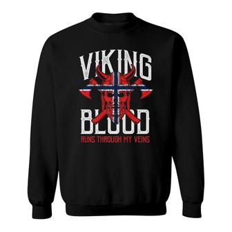 Viking Blood Skull Norwegian Flag Pride Norway Premium Sweatshirt | Mazezy