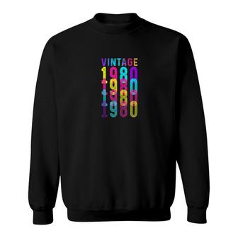 Vintage 1980 Birthday Gift Retro Vintage Sweatshirt - Thegiftio UK