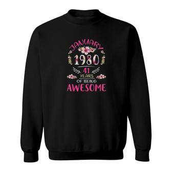 Vintage 1980 Flower Vintage January 1980 Sweatshirt - Thegiftio UK