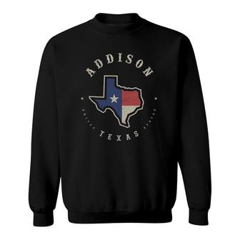 Vintage Addison Texas State Flag Map Souvenir Gift Sweatshirt | Mazezy