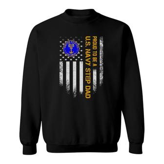 Vintage American Flag Proud To Be A Us Navy Stepdad Military Sweatshirt | Mazezy