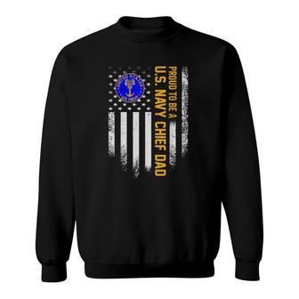 Vintage American Flag Proud To Be Us Navy Chief Veteran Dad Sweatshirt | Mazezy