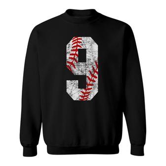 Vintage Baseball Mom 9 Jersey Baseball Player Number 9 Gift Sweatshirt | Mazezy