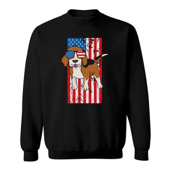 Vintage Beagle American Usa Flag Sweatshirt | Mazezy