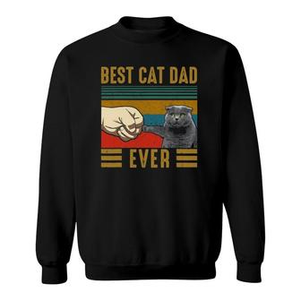 Vintage Best Cat Dad Ever Father's Day Scottish Fold Cat Sweatshirt | Mazezy