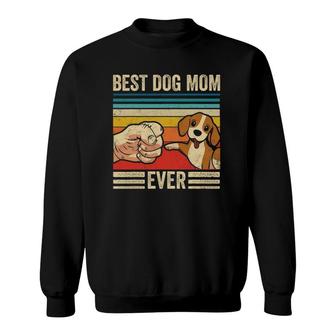 Vintage Best Dog Mom Ever Bump Fit Beagle Mom Mothers Day Sweatshirt | Mazezy