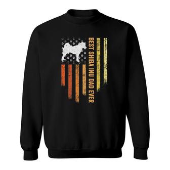 Vintage Best Shiba Inu Dad Ever With American Flag Sweatshirt | Mazezy