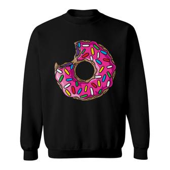 Vintage Big Pink Donut Colorful Sprinkles Doughnut Sweatshirt | Mazezy