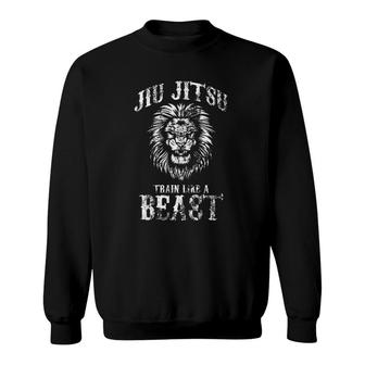 Vintage Brazilian Jiu Jitsu Train Like A Beast Distressed Sweatshirt | Mazezy