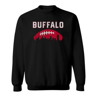 Vintage Buffalo Football Retro Buf City Skyline Sweatshirt | Mazezy