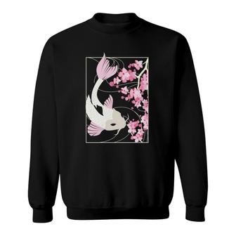 Vintage Cherry Blossom I Japanese Fish I Koi Carp Sweatshirt | Mazezy
