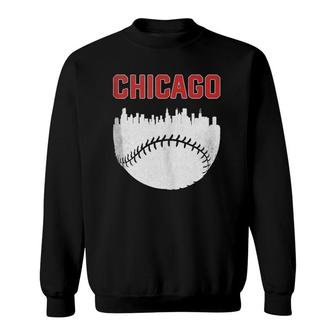 Vintage Chicago Skyline Retro Baseball City Tank Top Sweatshirt | Mazezy
